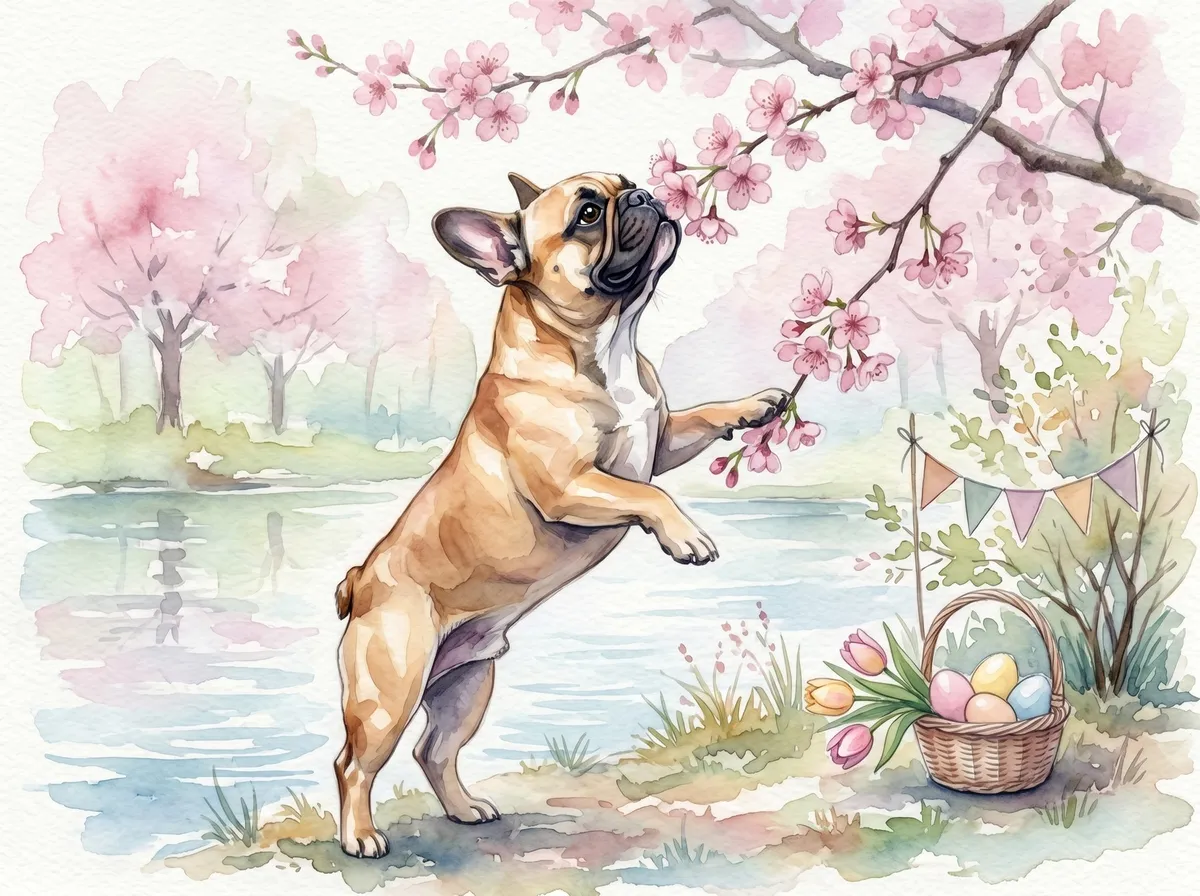 French Bulldog watercolor calendar month 4